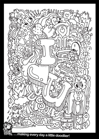 I love you colouring sheet – The Doodle Monkey