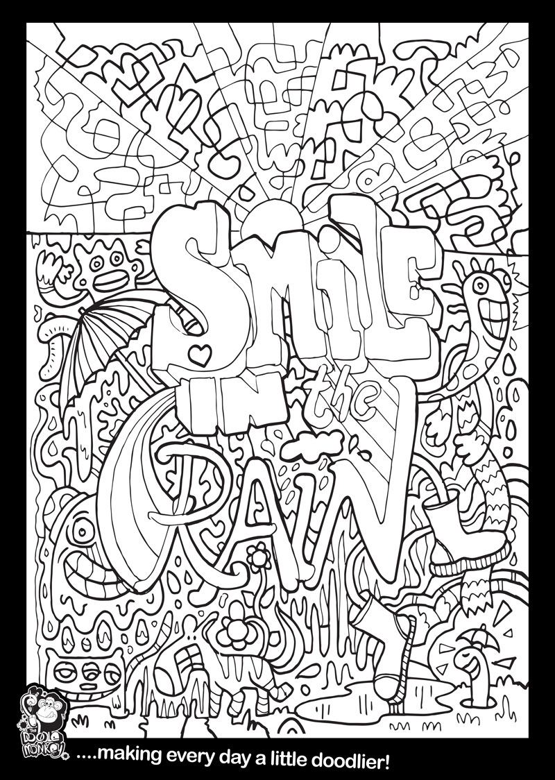 Smile in the rain colouring sheet