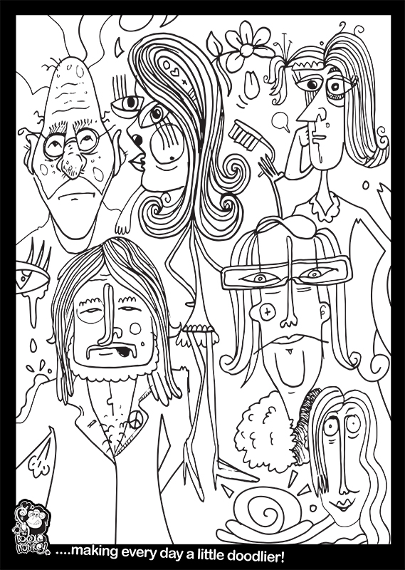 Faces in the crowd colouring sheet