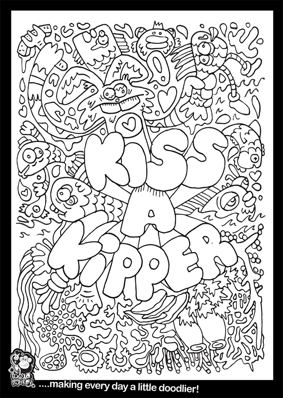 Kiss a kipper colouring sheet
