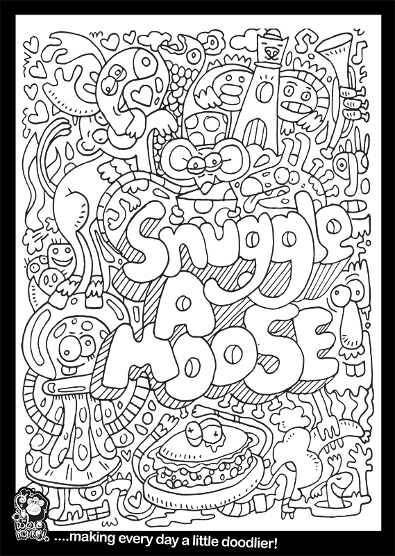 Snuggle a moose colouring sheet
