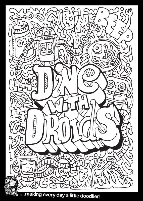 Dance with a droid colouring sheet