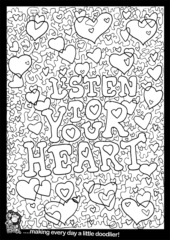 Listen to your heart colouring sheet