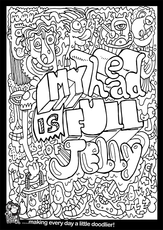 My head is full of jelly colouring sheet
