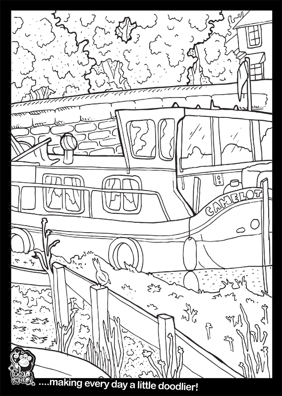 Barges and ships colouring sheet