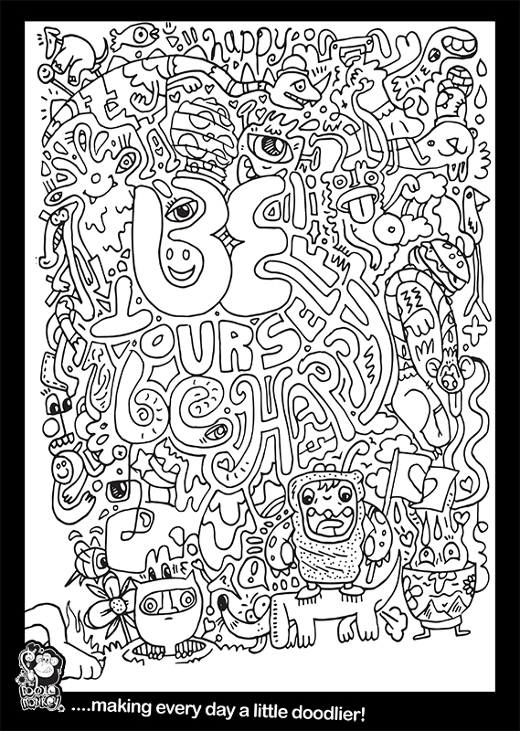 Be yourself, be happy colouring sheet