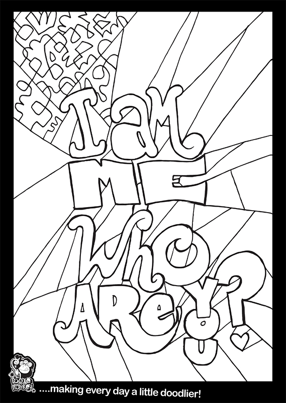 I am me who are you colouring page