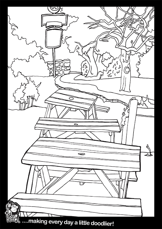 Atop the tables colouring page