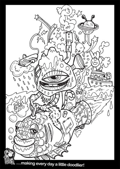 Ride that fish home colouring sheet