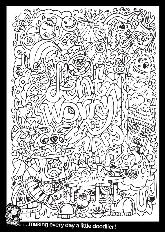 Dont Worry Be Happy Colouring Sheet